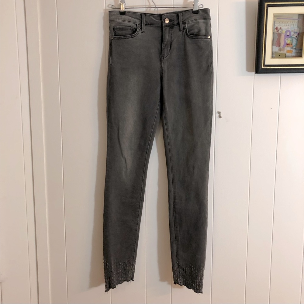 Sam Edelman The Kitten Mid Rise Skinny Raw Hem Gray Jeans 27